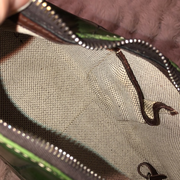 DOONEY & BOURKE Green Croc Embossed Leather Hobo Shoulder Bag Top Zip Closure - Picture 13 of 15